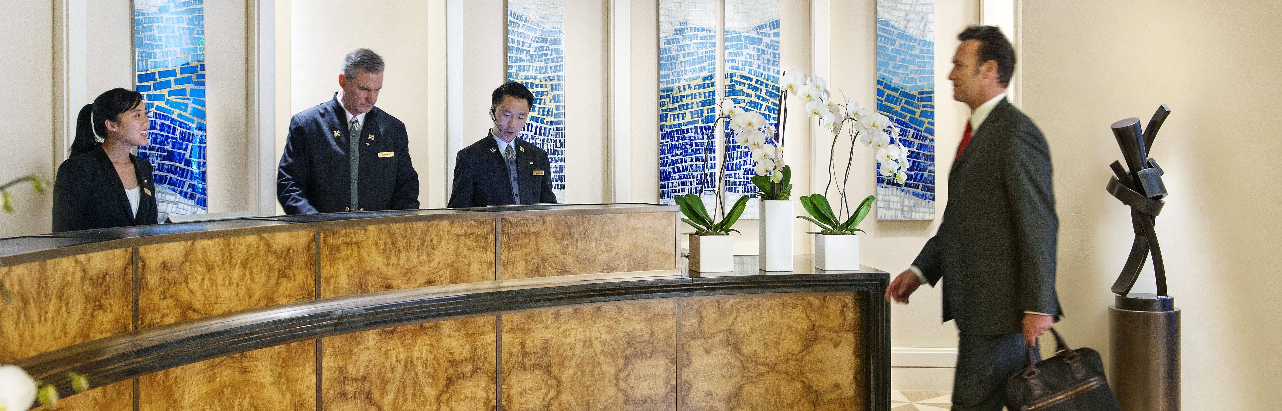 The lobby of the Mandarin Oriental, San Francisco highlights the hotel's stunning views of the city.  
