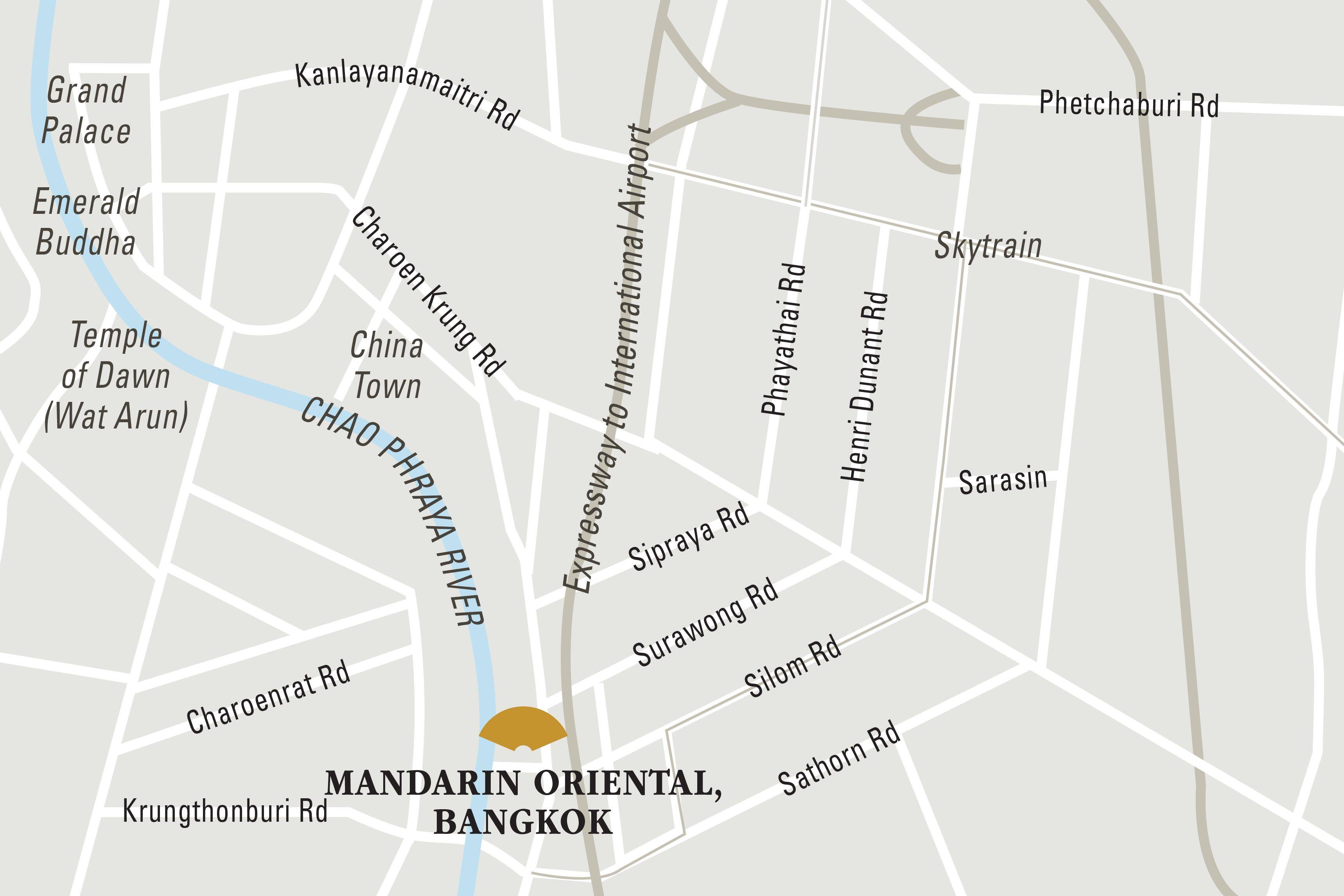 Mandarin Oriental, Bangkok hotel directions and map.