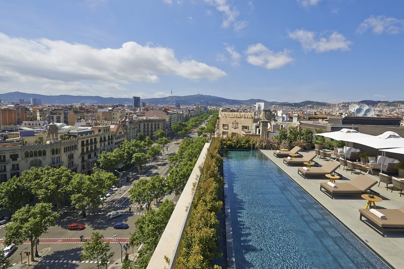 View of rooftop pool and Barcelona from Mandarin Oriental, Barcelona