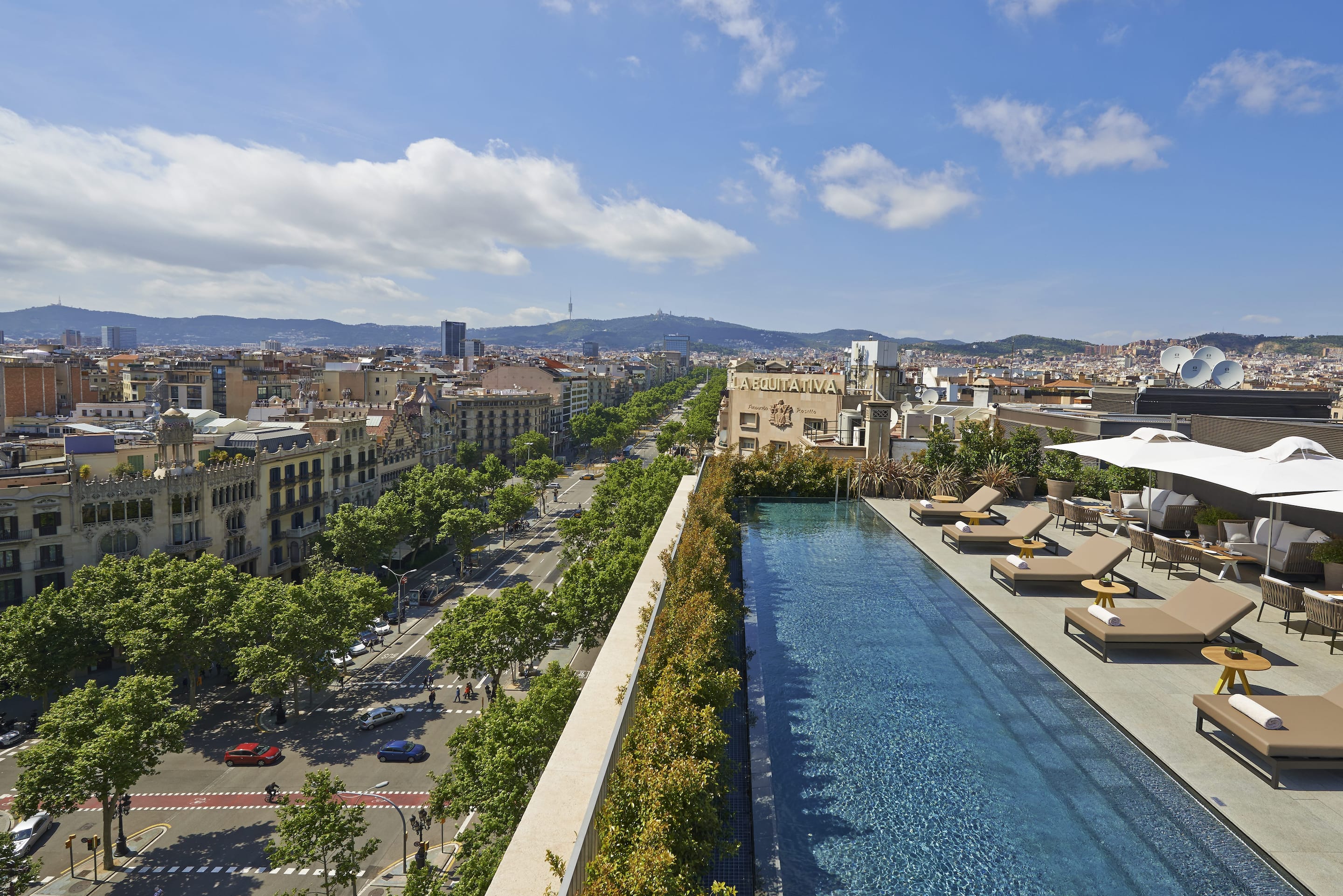 City view from the rooftop pool at Mandarin Oriental, Barcelona