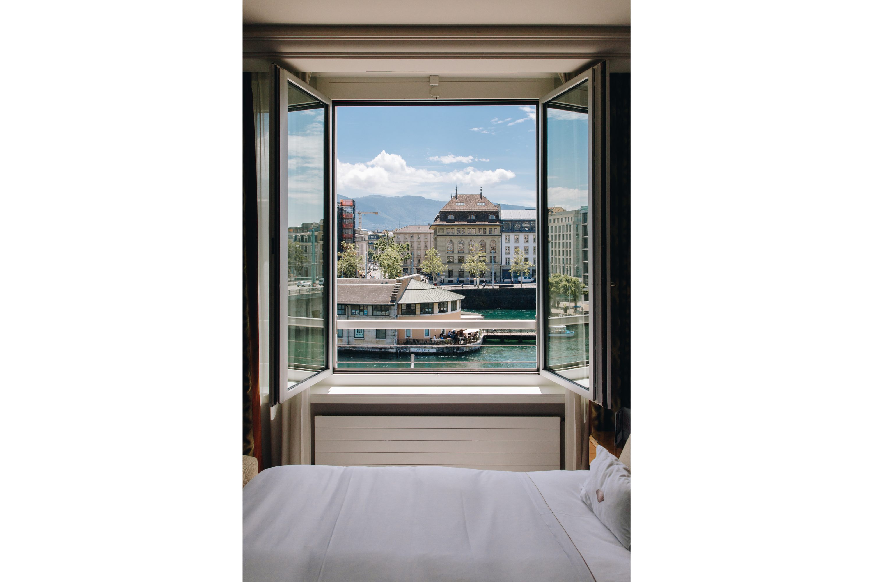 Water view from a room window at Mandarin Oriental, Geneva