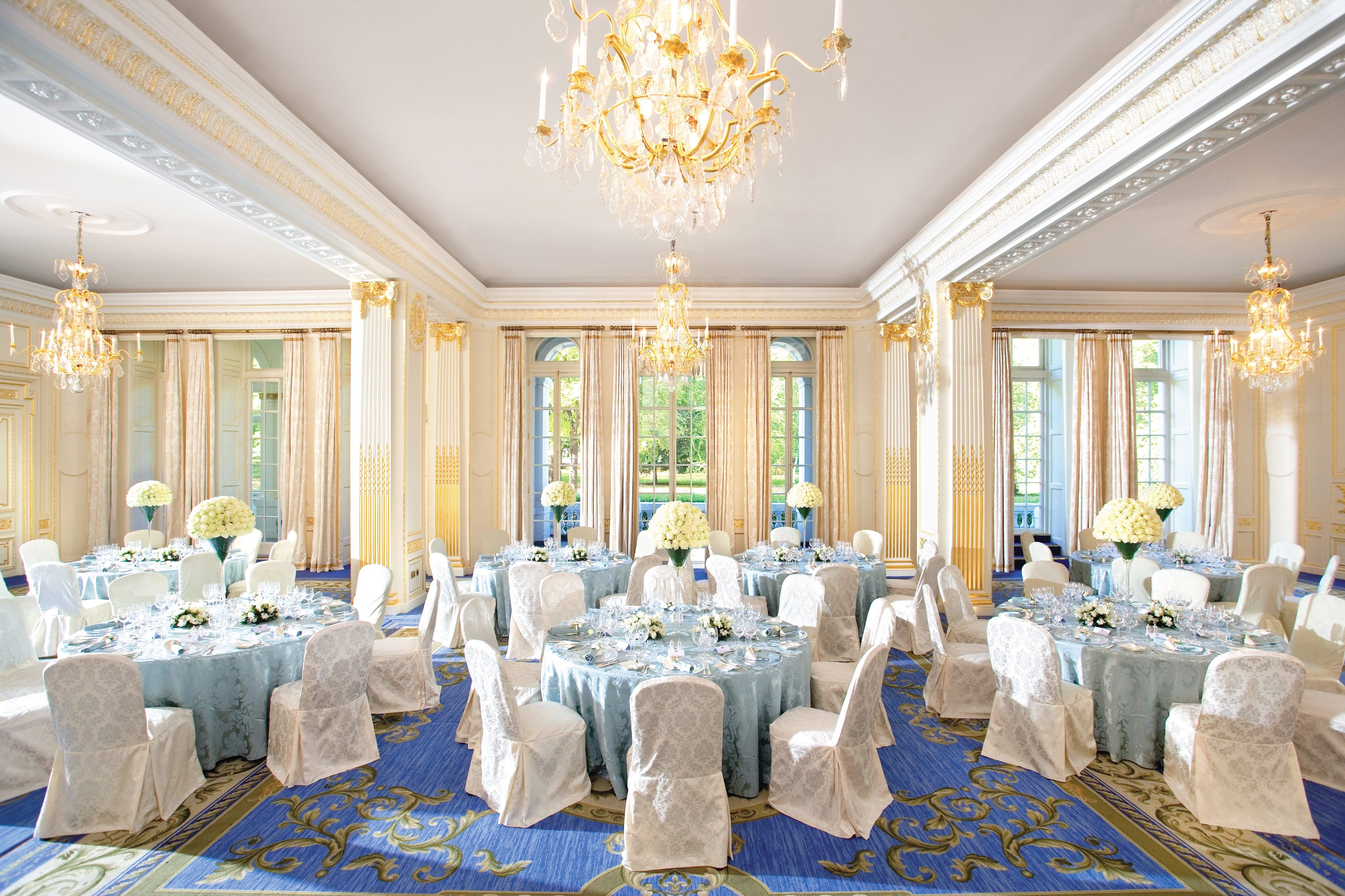 Banquet tables in the Ballroom at Mandarin Oriental Hyde Park, London