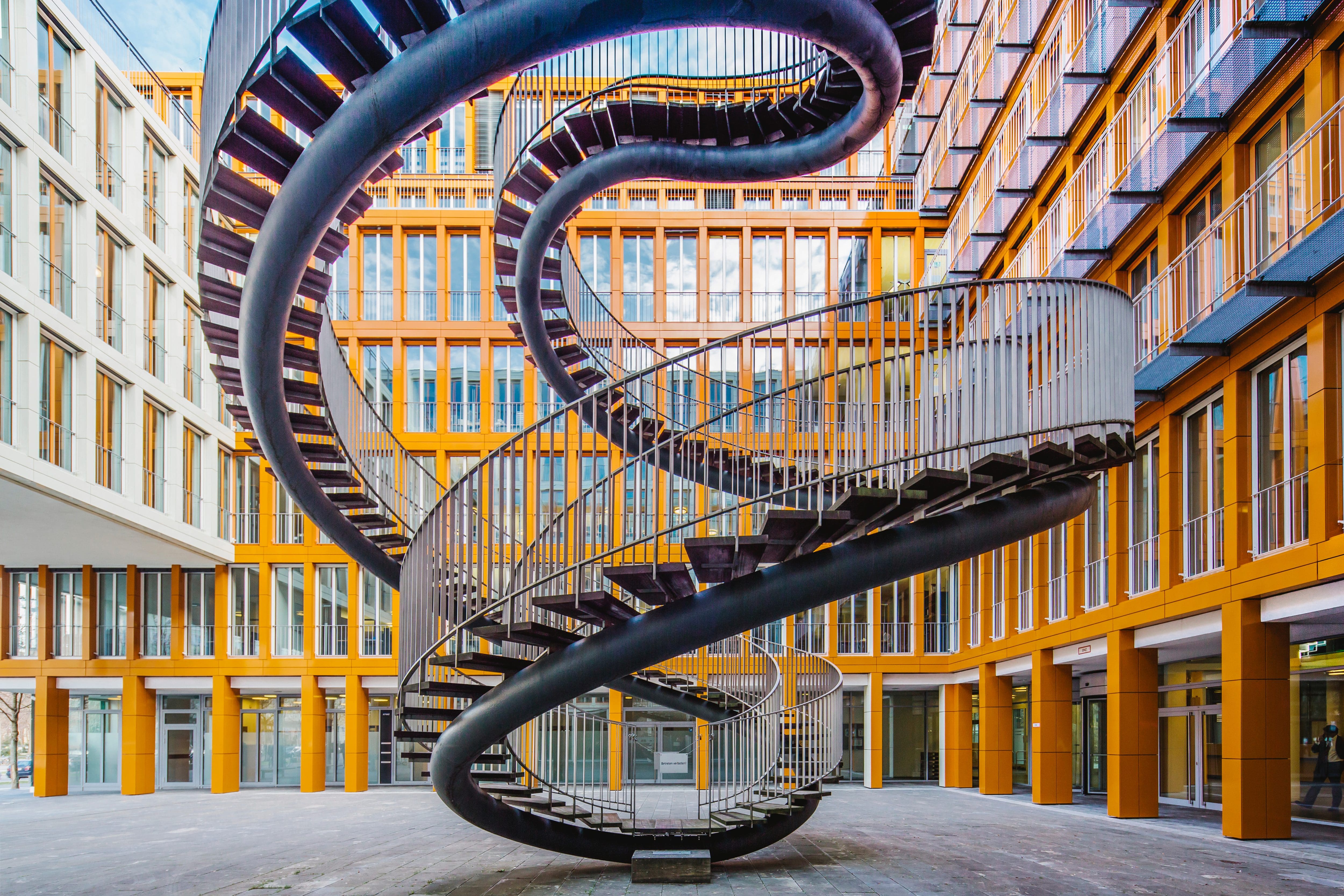 Interlocked spiral staircases at the Umschreibung