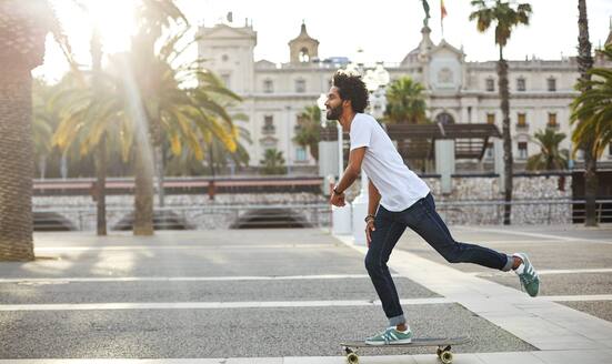 Man skateboarding in Barcelona