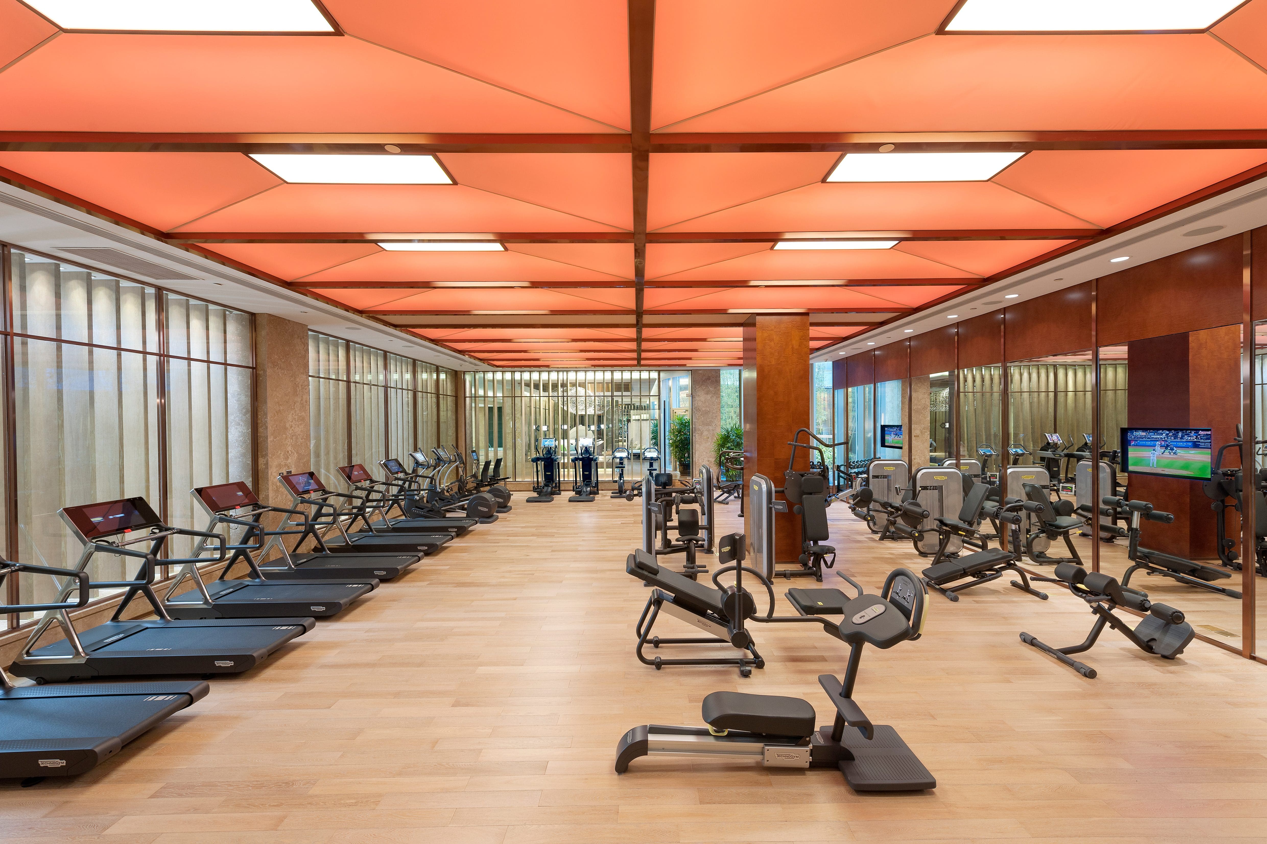 Inside the 24-hour gym at Mandarin Oriental, Pudong Shanghai 