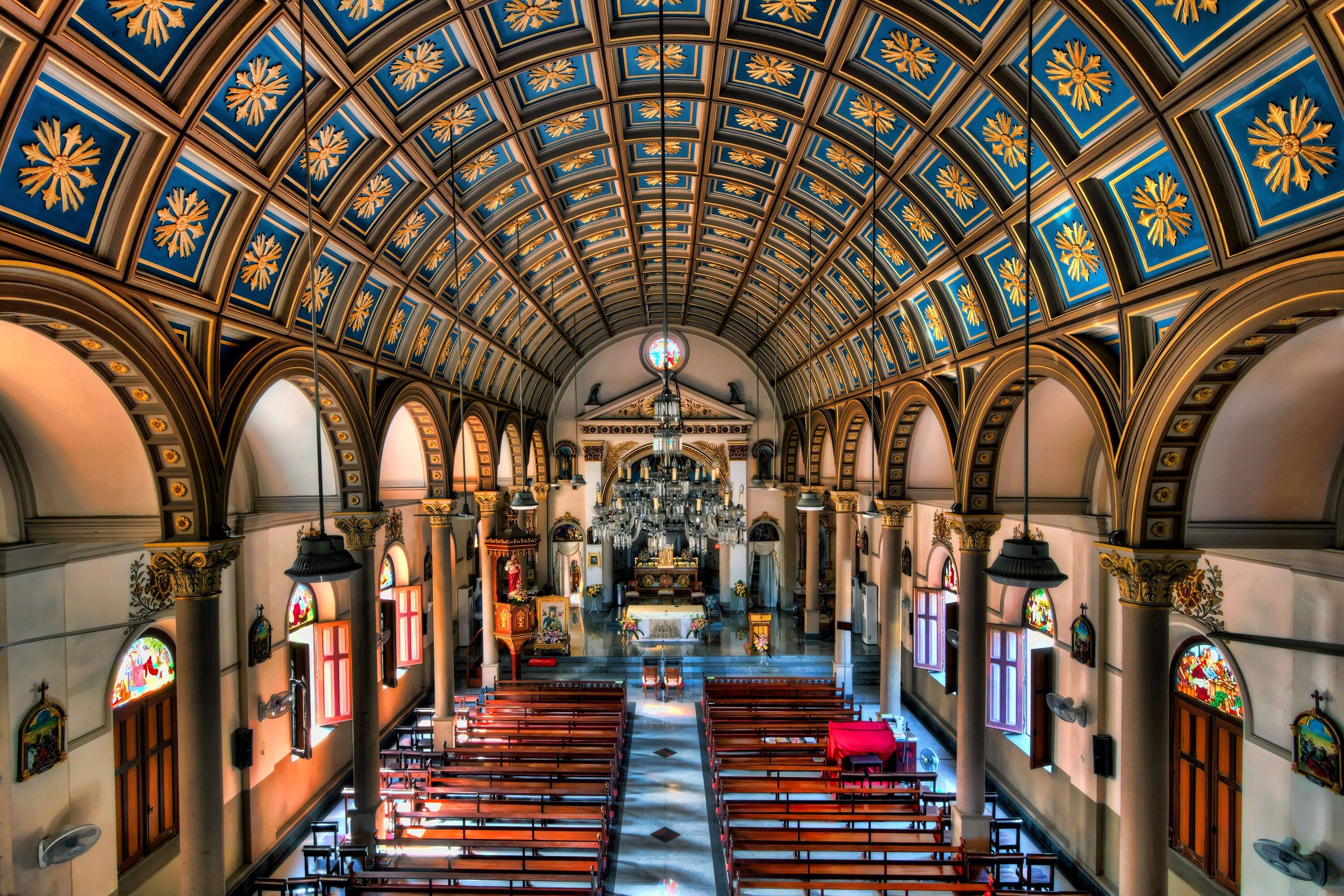 Vaulted nave of Church of Santa Cruz, Bangkok