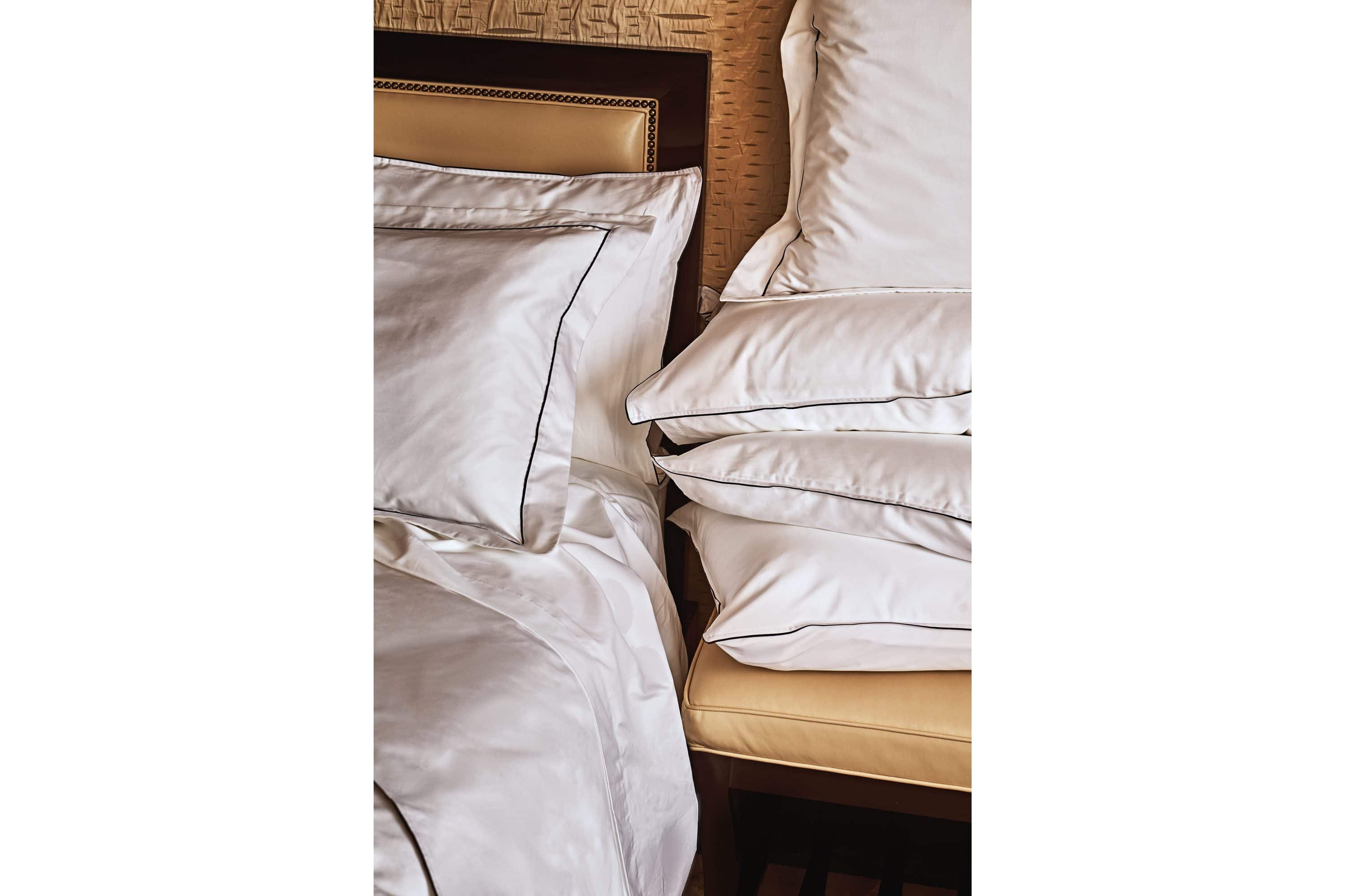 Bedding inside a Mandarin Oriental suite 
