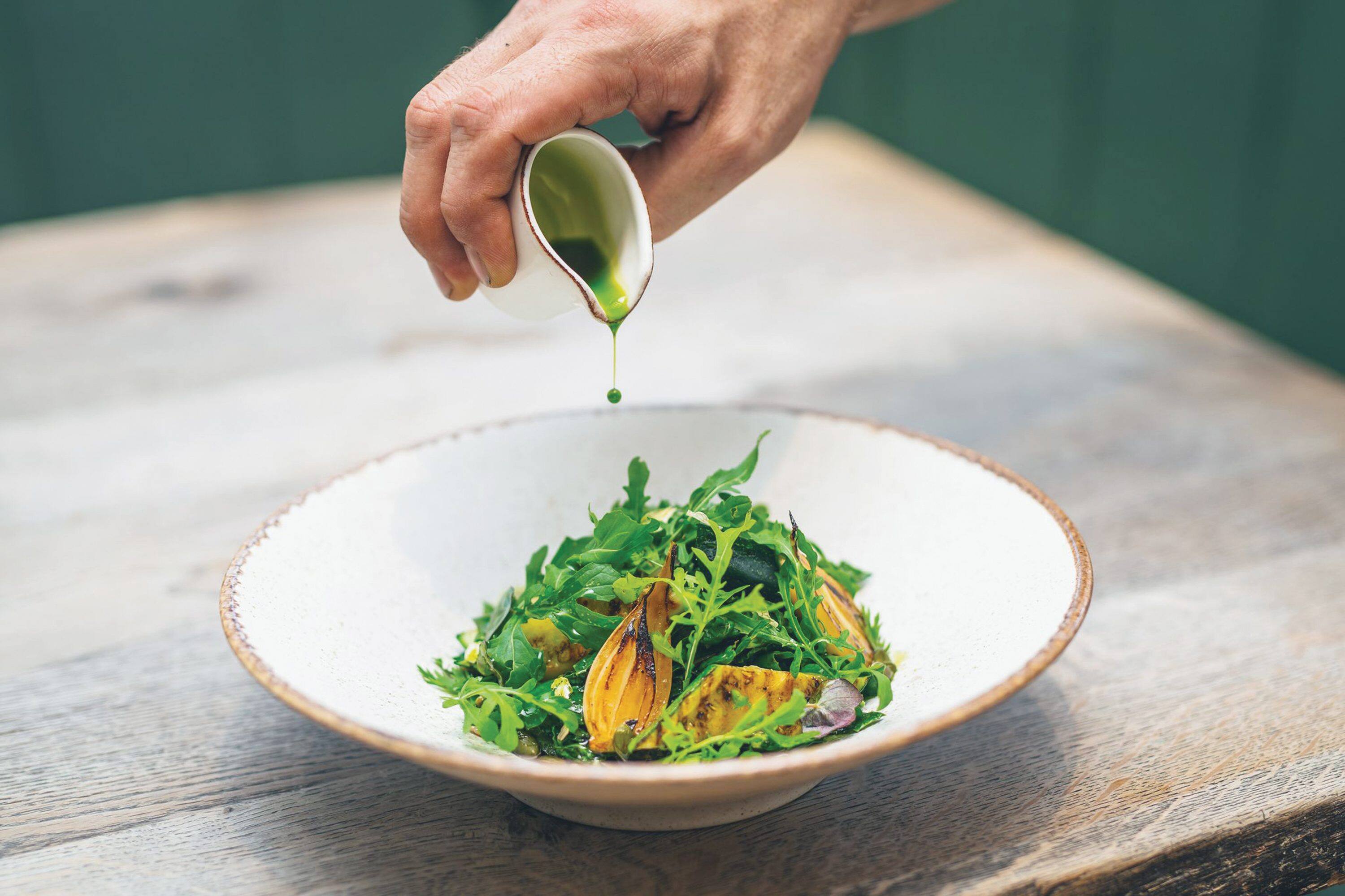 Vegan salad with dressing