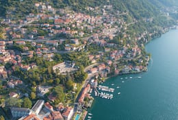 Aerial view of town on Lake Como