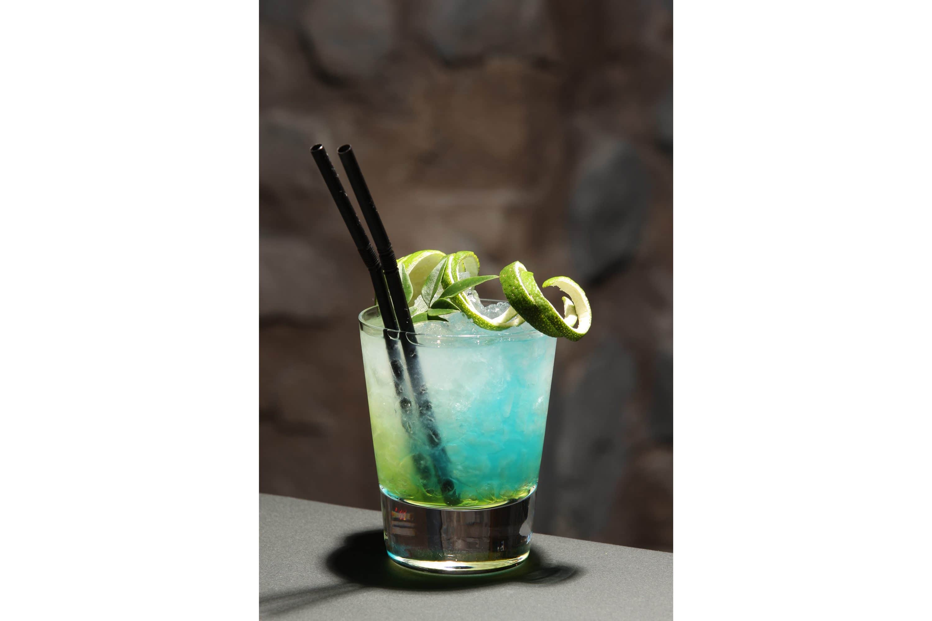 Blue cocktail at Mandarin Bar