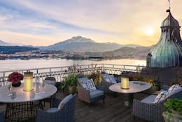 View from a guestroom terrace at Mandarin Oriental, Lucerne