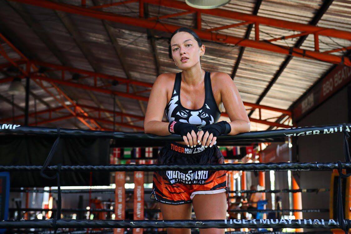 Mia Kang in a boxing ring