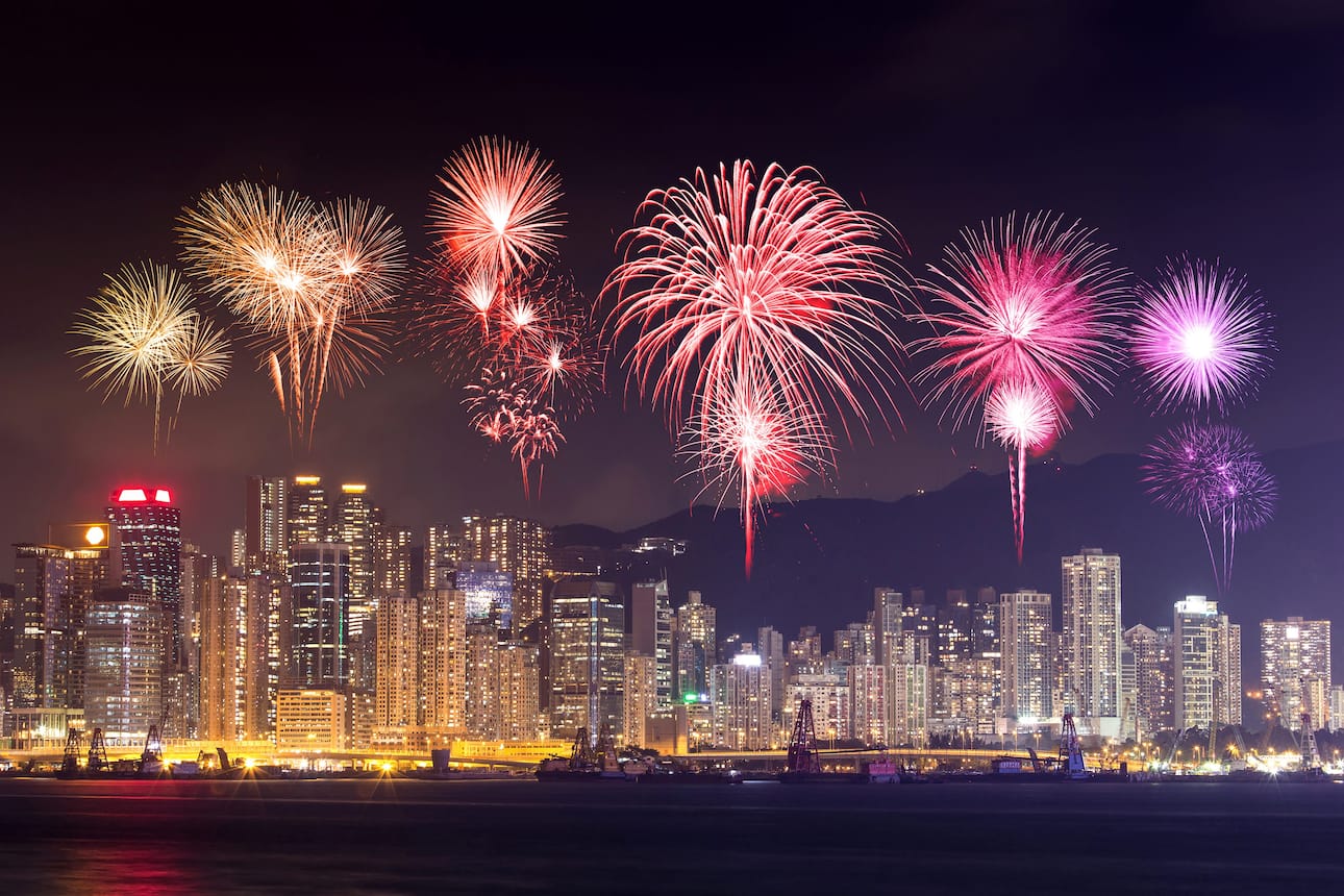 Fireworks over Hong Kong's Victoria Harbour