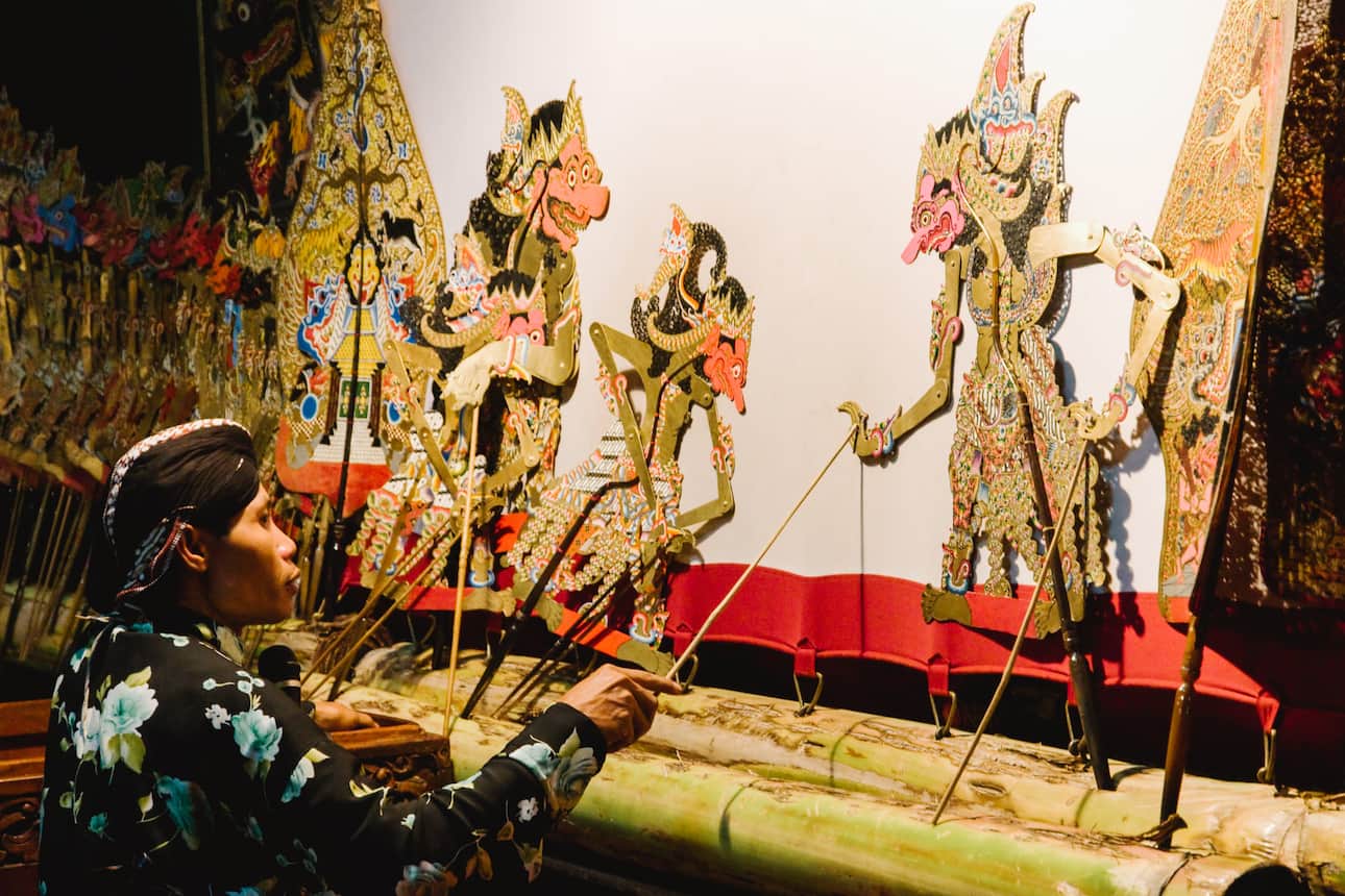 Javanese puppets inside the Wayang Museum in West Jakarta