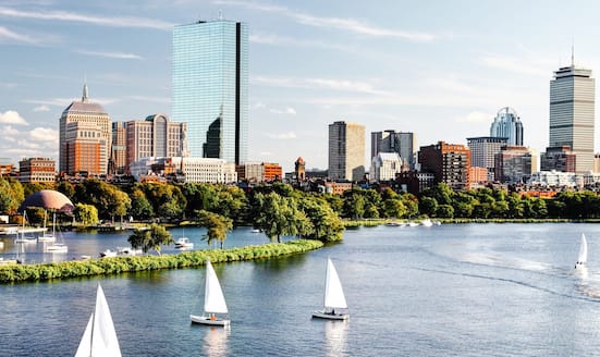 View of Back Bay in Boston from Charles River