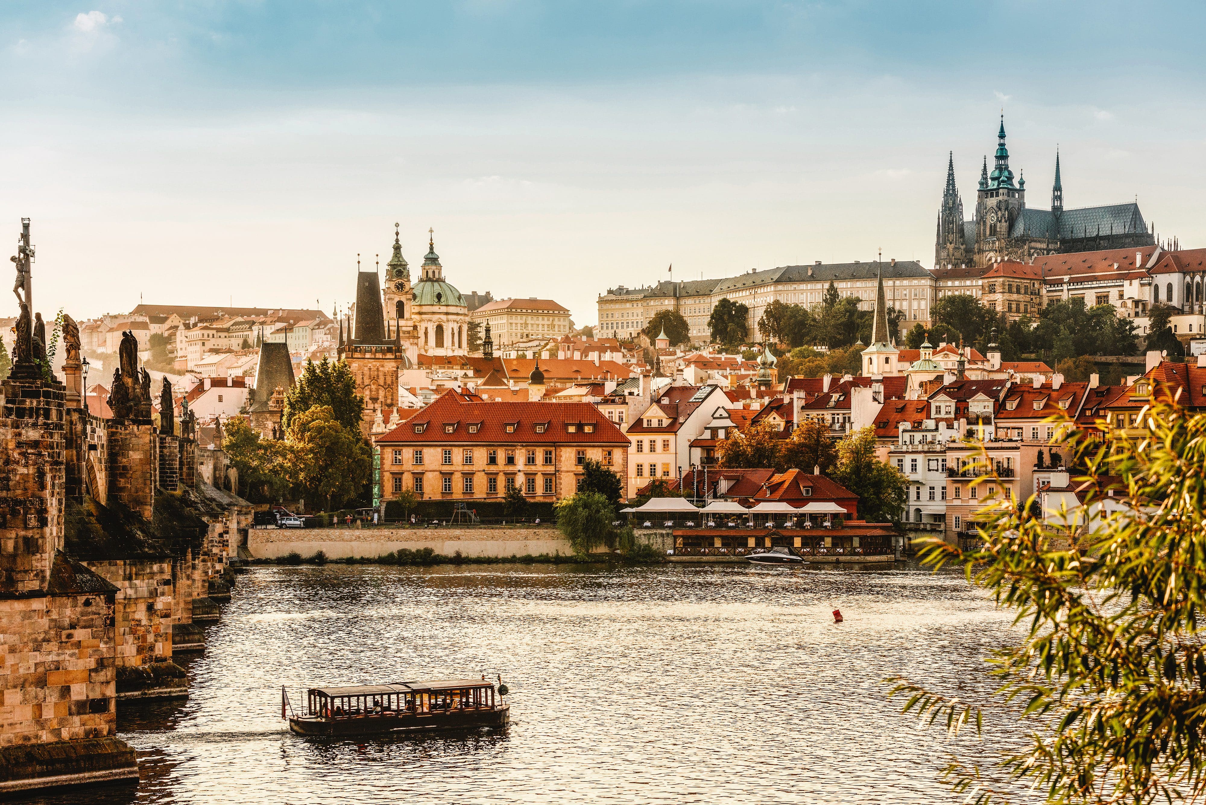 View across the river towards Prague cathedral
