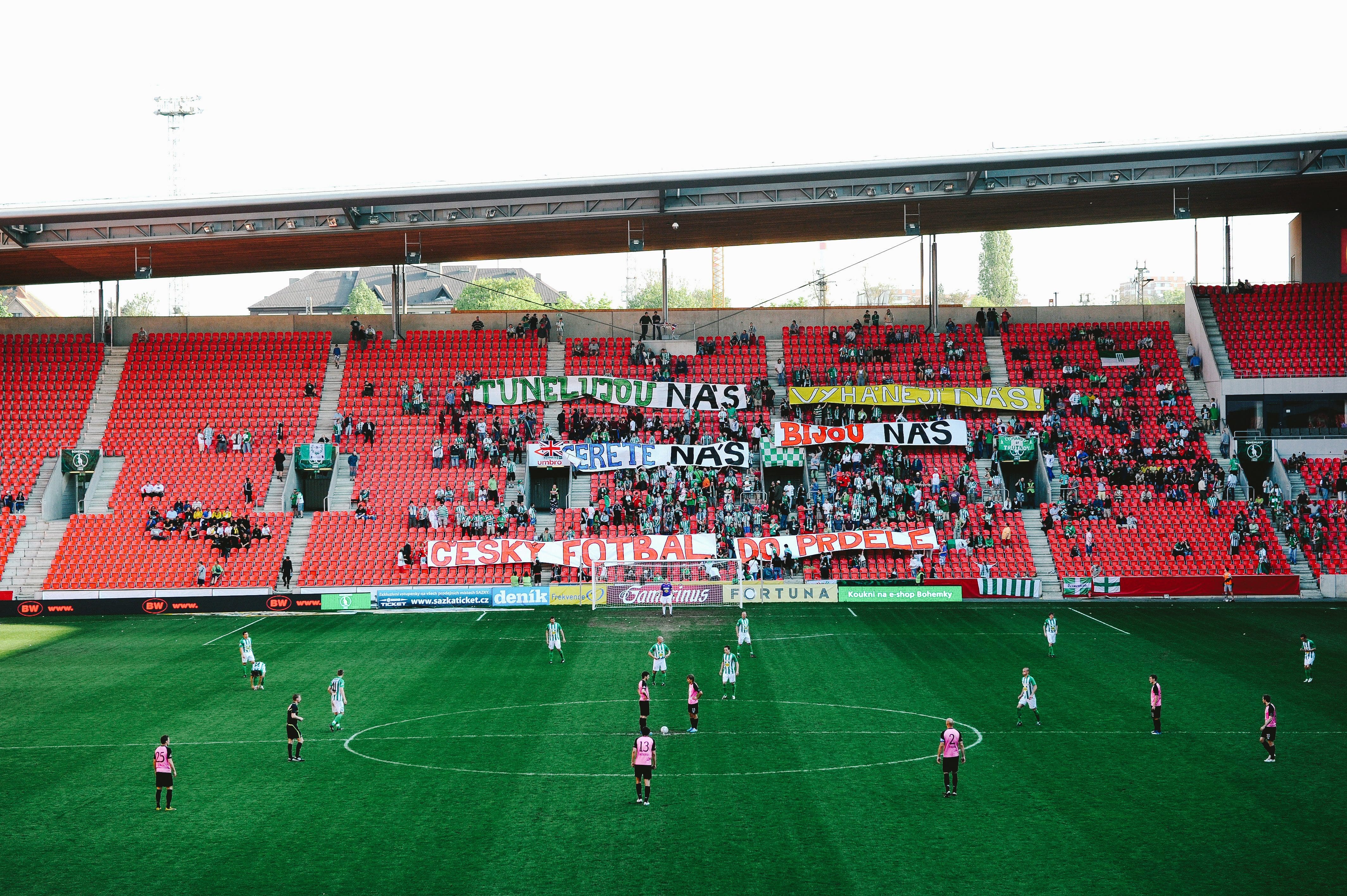 Ďolíček studium with supporters cheering on their local football team