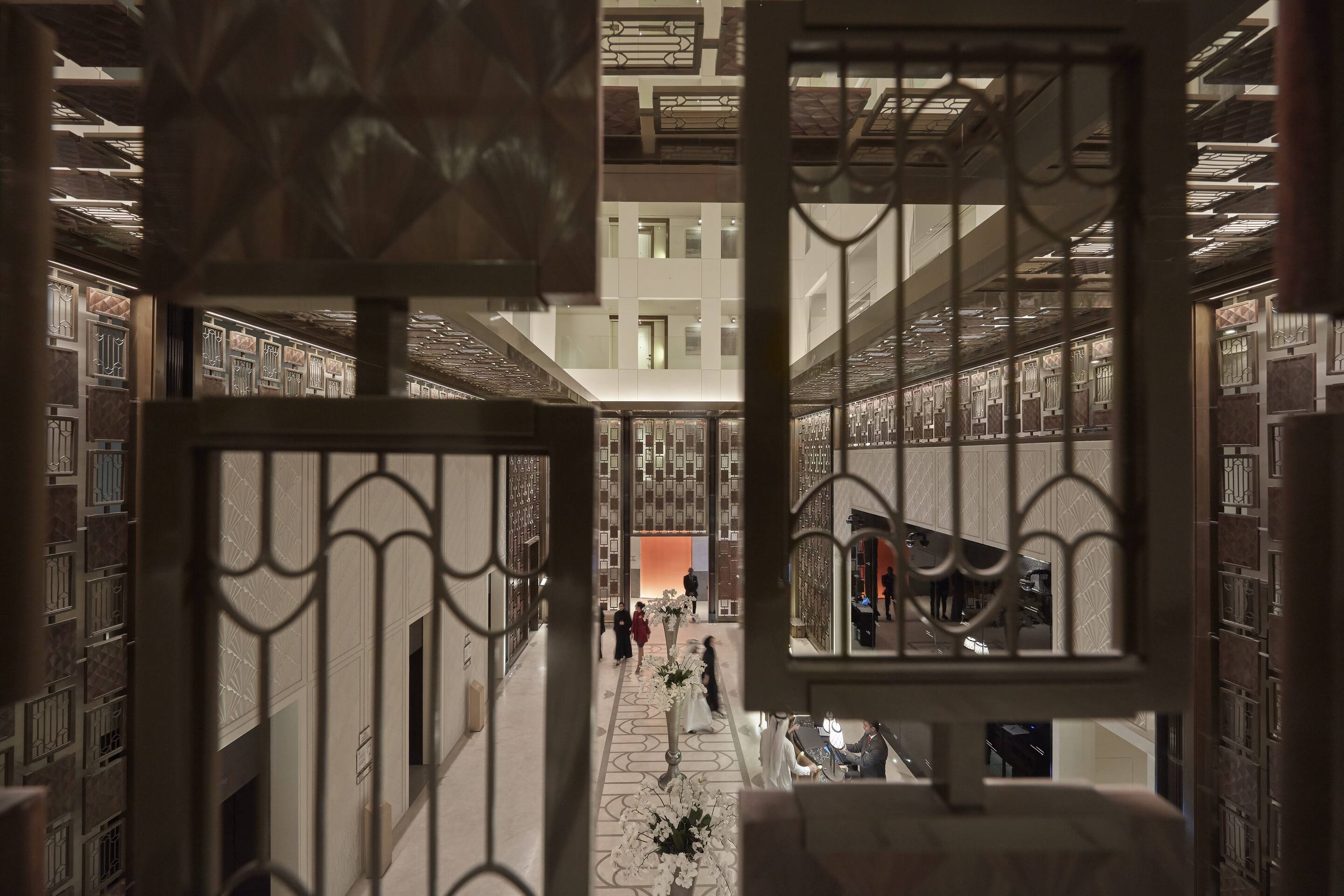 Detailed lattice work feature at Mandarin Oriental, Doha