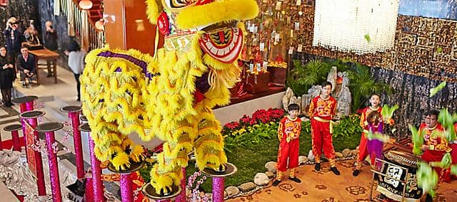 lion dance in the lobby