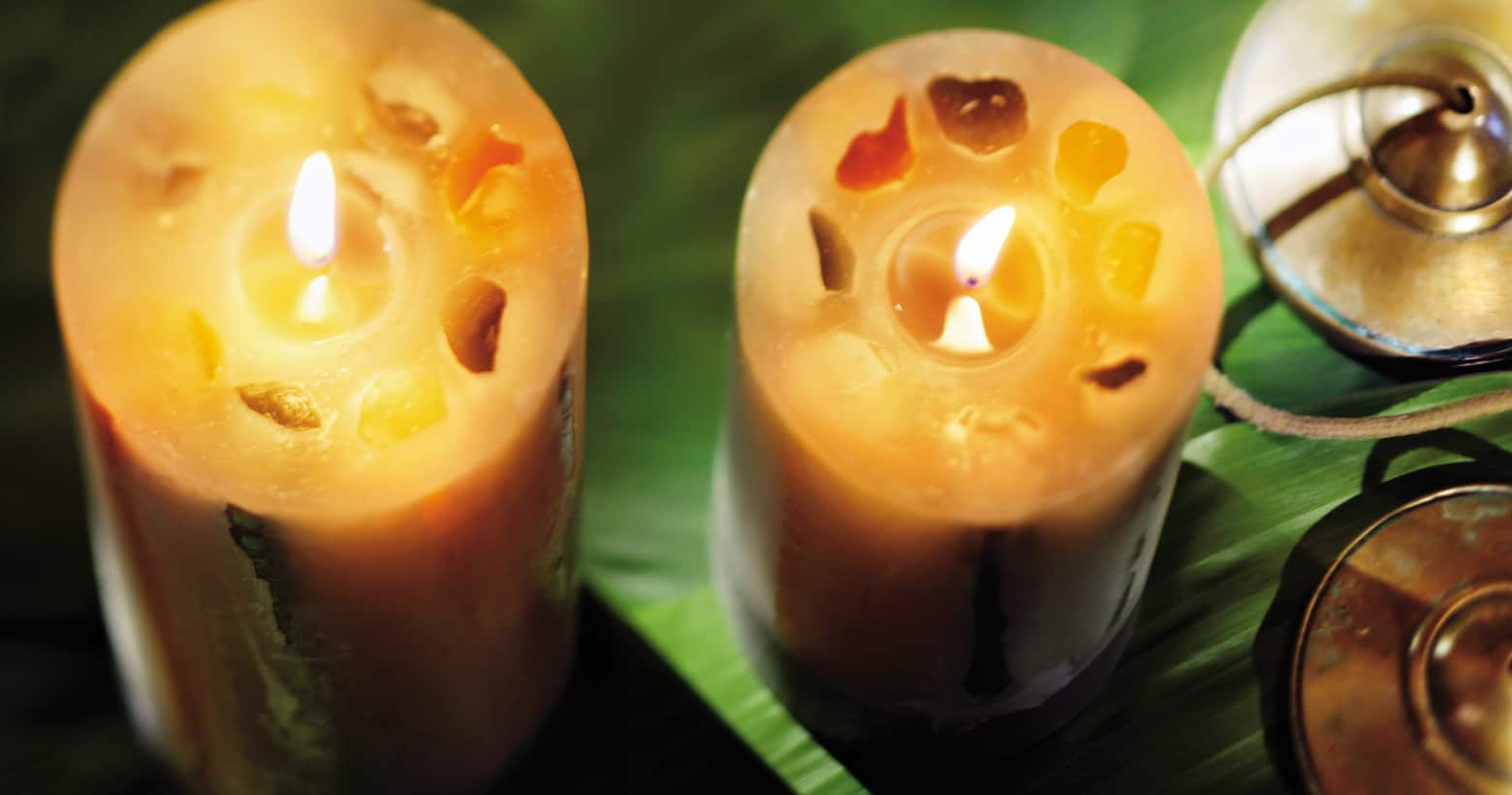 two lighted candles
