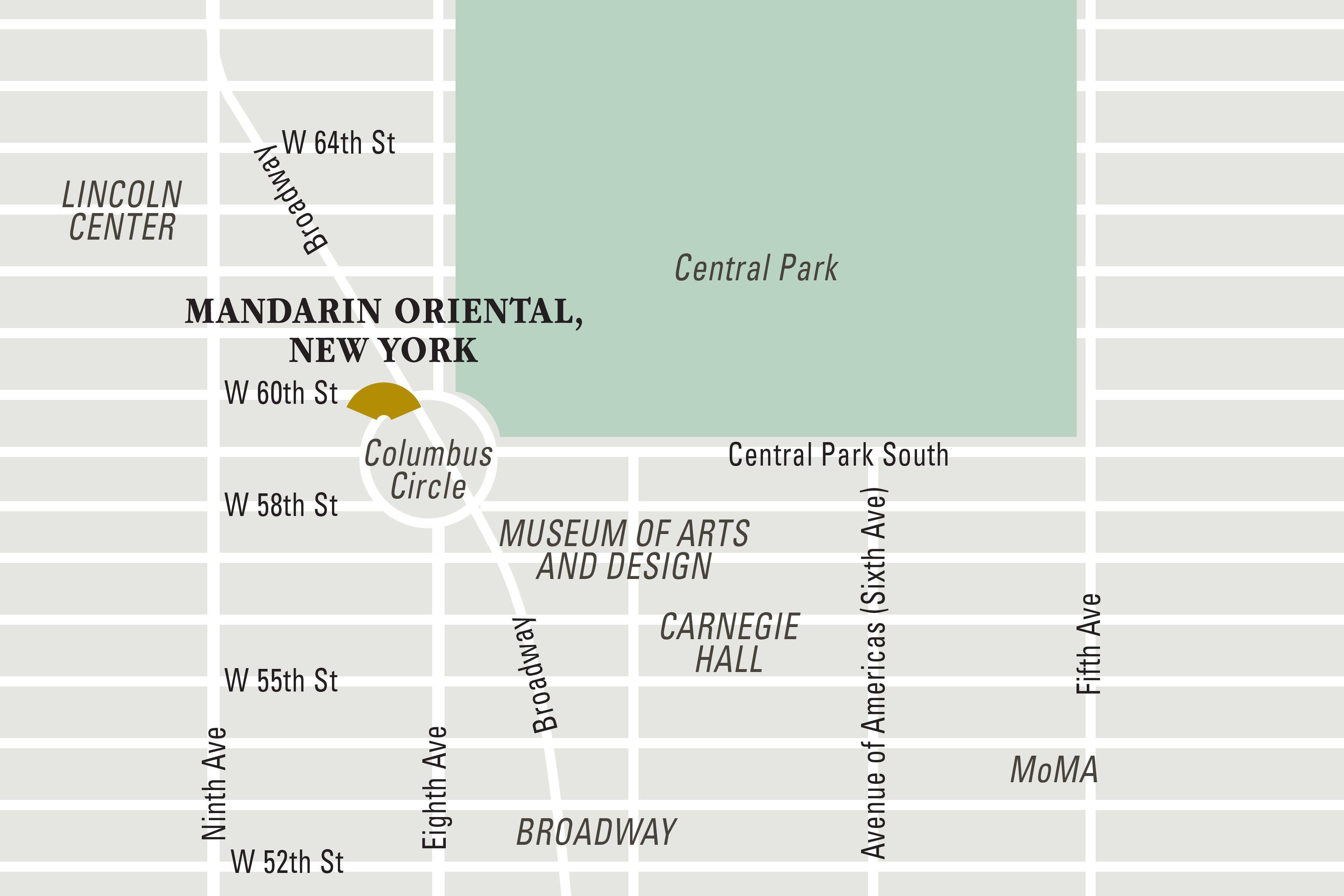 Mandarin Oriental, New York hotel directions and map.