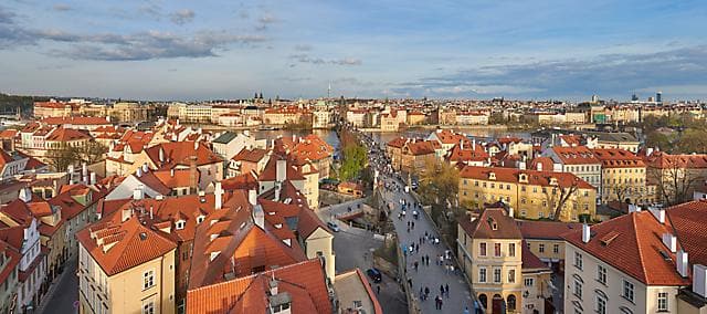 Prague city rooftop views