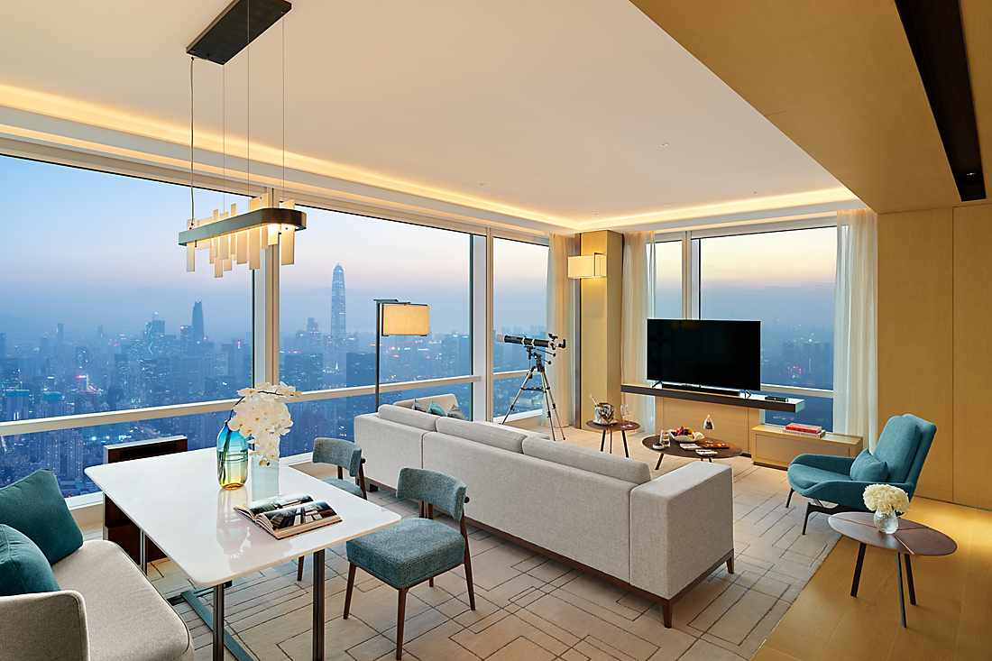 skyline view suite living room