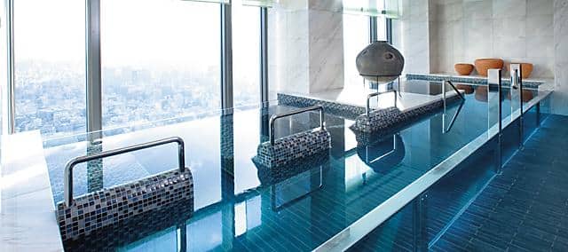 indoor spa vitality pool overlooking tokyo